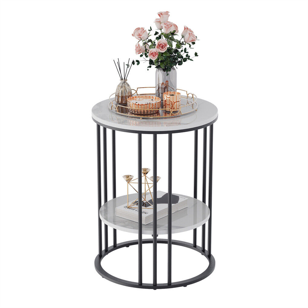 Interior Ave Cleo Black Two Shelf Stone Side Table