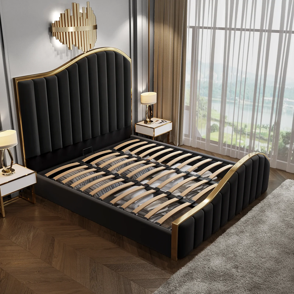 Queen Size Black Velvet Bed Frame