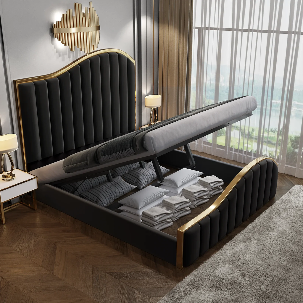 Queen Size Black Velvet Bed Frame