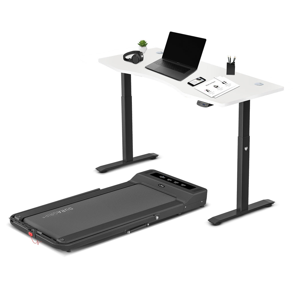 LSG Nimbus Walking Pad Treadmill + White ErgoDesk Automatic Standing Desk 1500mm