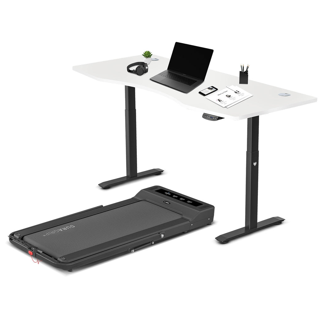 LSG Nimbus Walking Pad Treadmill + White ErgoDesk Automatic Standing Desk 1800mm 