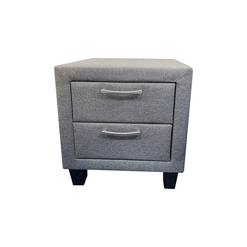 Bedside Table 2 drawers Nightstand Upholstery Fabric Storage in Light Grey