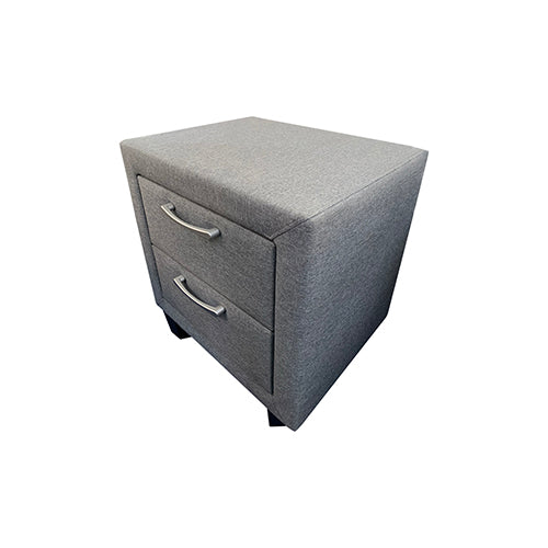 Bedside Table 2 drawers Nightstand Upholstery Fabric Storage in Light Grey