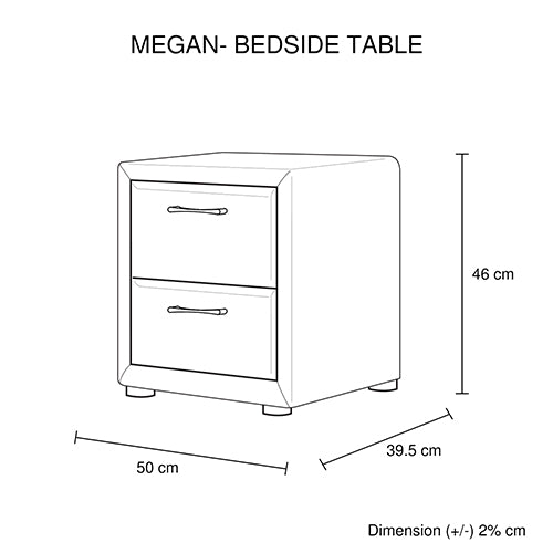 Bedside Table 2 drawers Nightstand Upholstery Fabric Storage in Light Grey