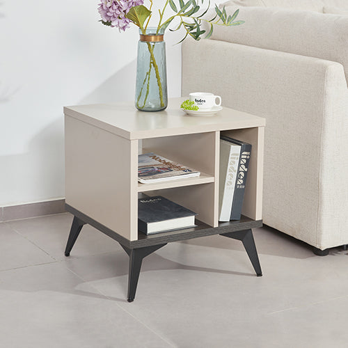 Lamp Table 3 Open Storage Cabinet MDF in Champagne 