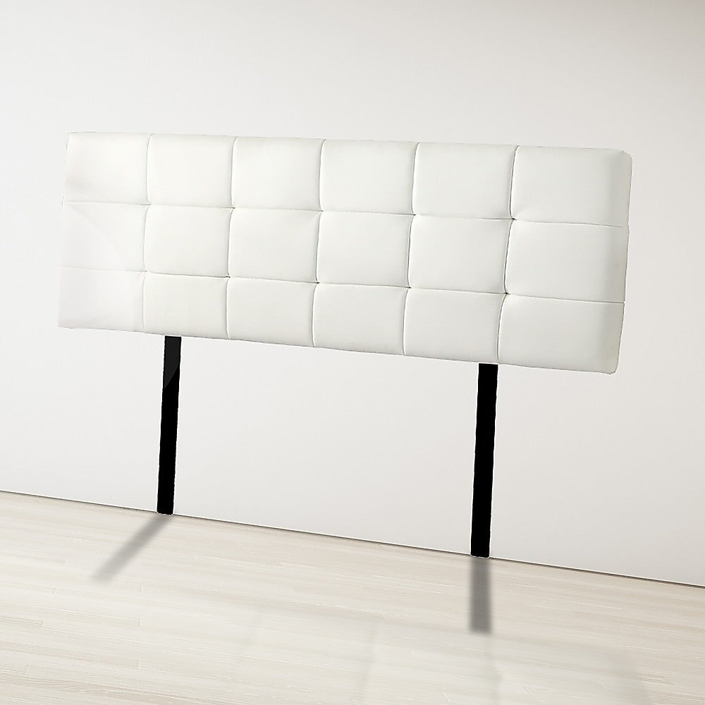 PU Leather Queen Bed Deluxe Headboard Bedhead White