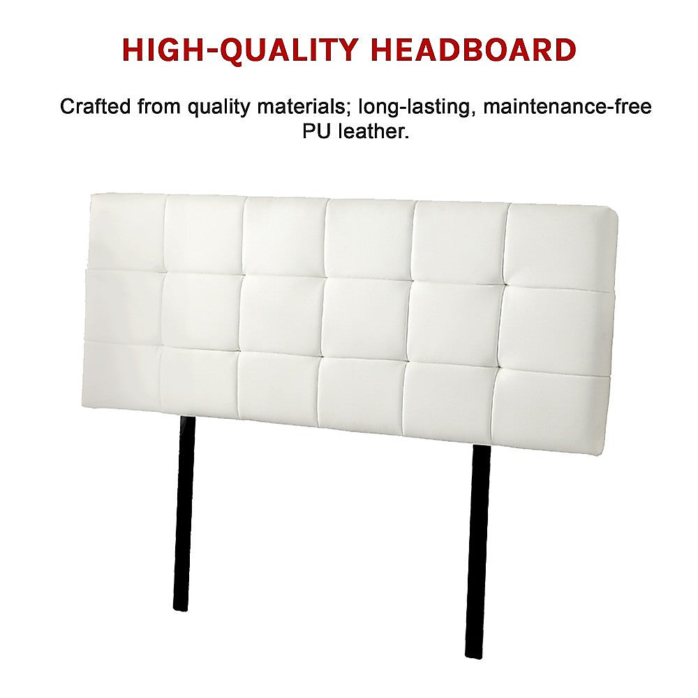 PU Leather Queen Bed Deluxe Headboard Bedhead White