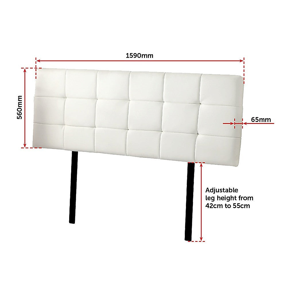 PU Leather Queen Bed Deluxe Headboard Bedhead White