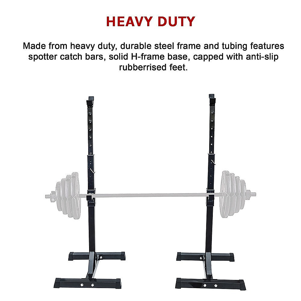 Pair of Adjustable Squat Rack Sturdy Steel Barbell Bench Press Stands GYM/HOME