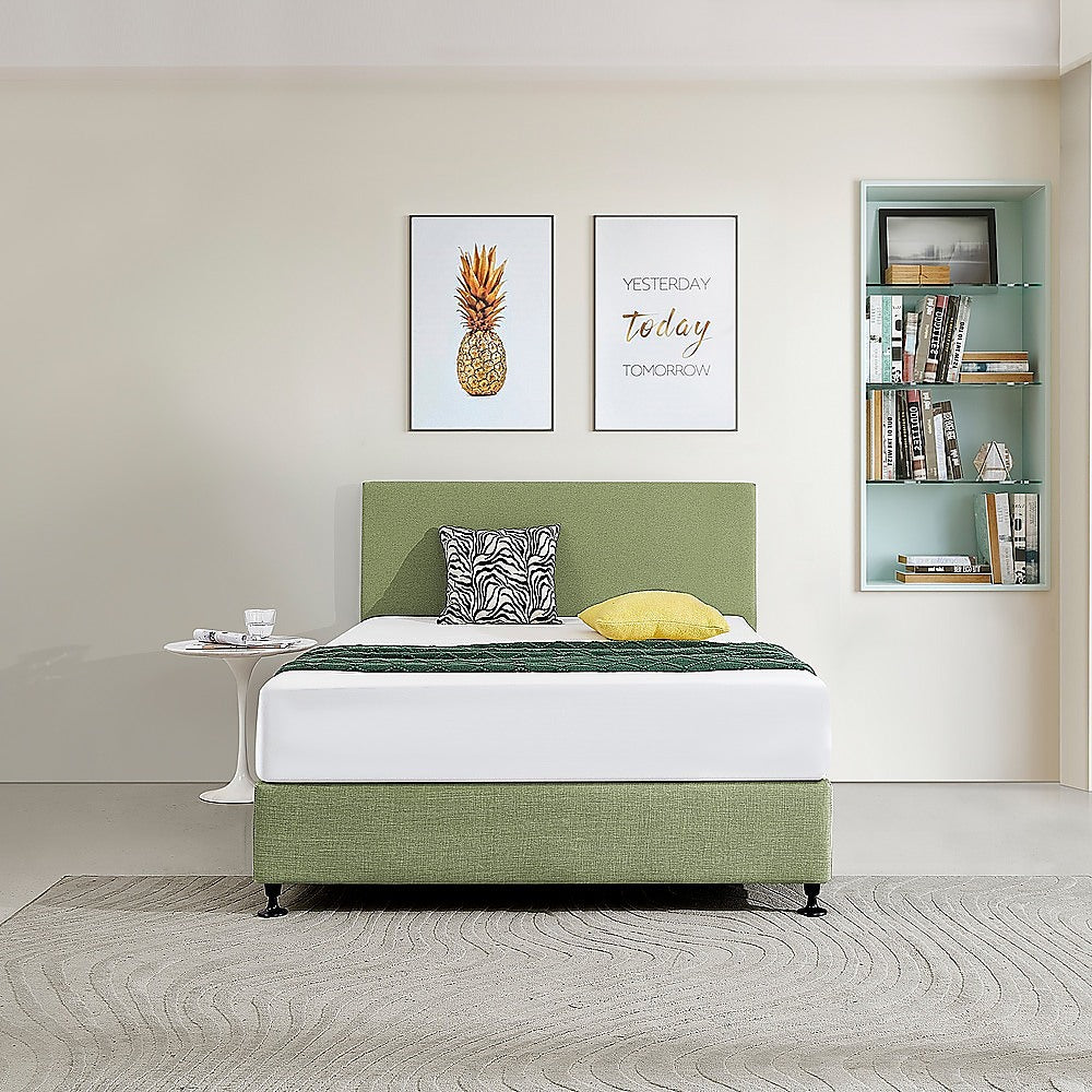 Linen Fabric Double Bed Deluxe Headboard Bedhead Olive Green