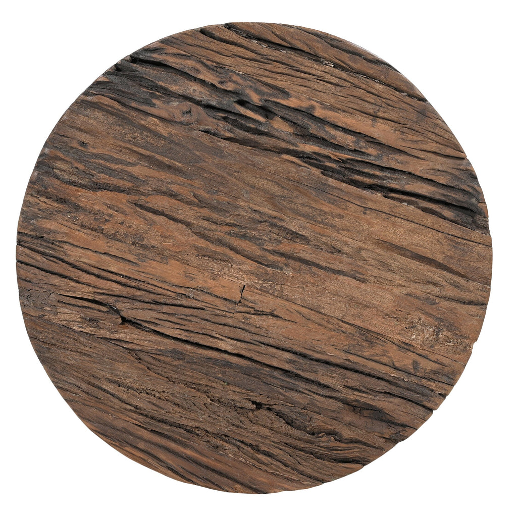 Inverted Wood and Iron Side Table