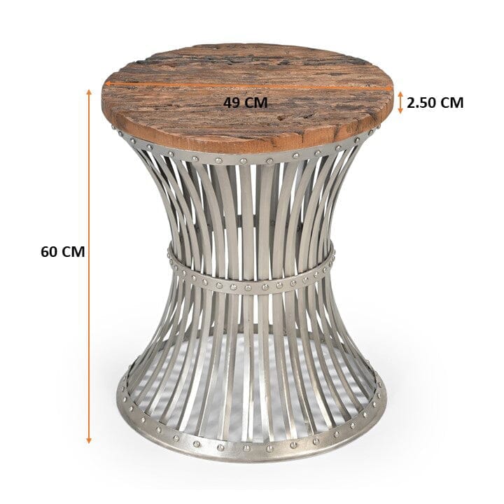 Inverted Wood and Iron Side Table