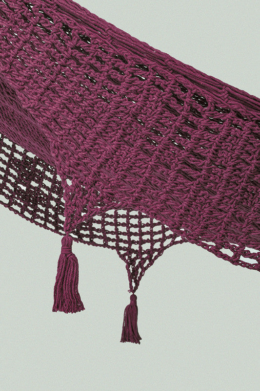 Outdoor undercover cotton Mayan Legacy hammock with hand crocheted tassels King Size 