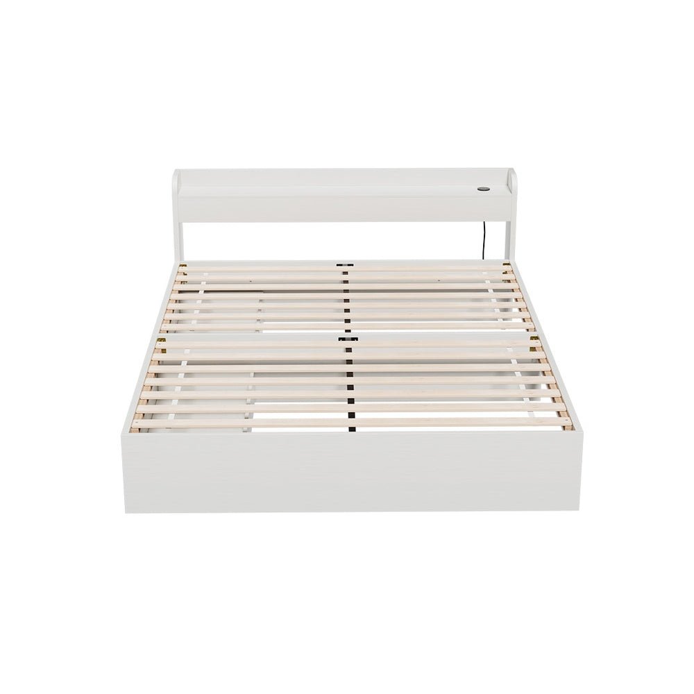  Double size Bed Frame Mattress Base with Charging Ports and 2 Storage Drawers