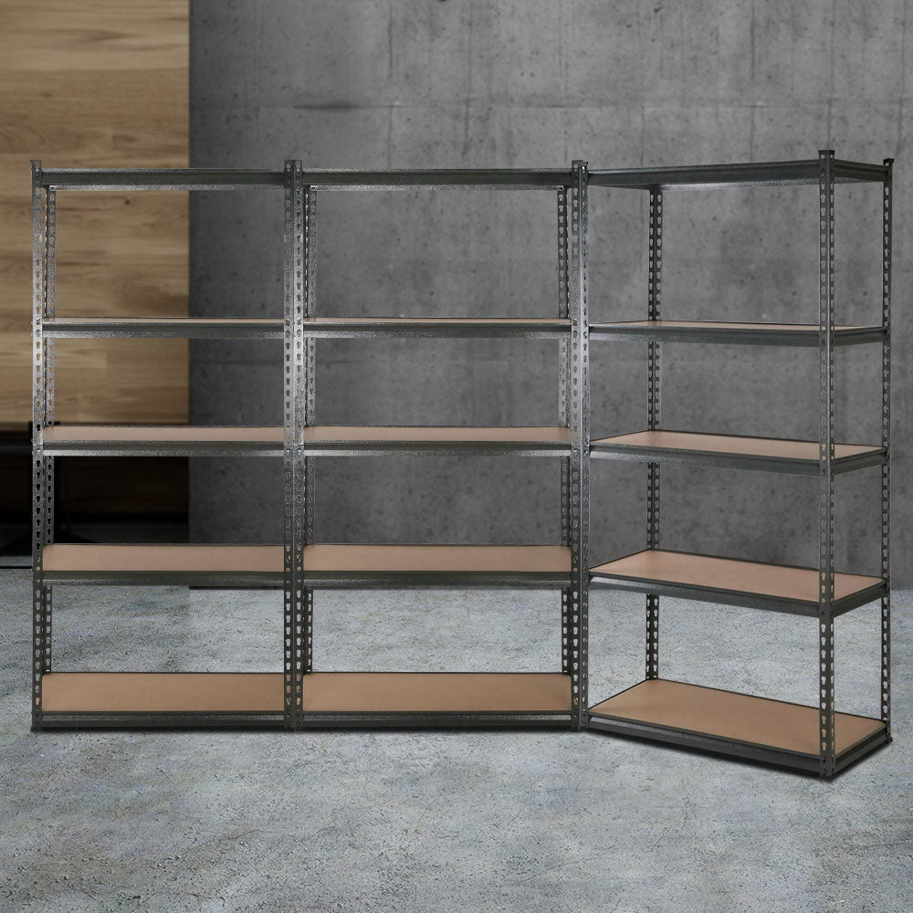 Giantz 3x1.8M 5-Shelves Steel Warehouse Shelving Racking Garage Storage Rack Grey
