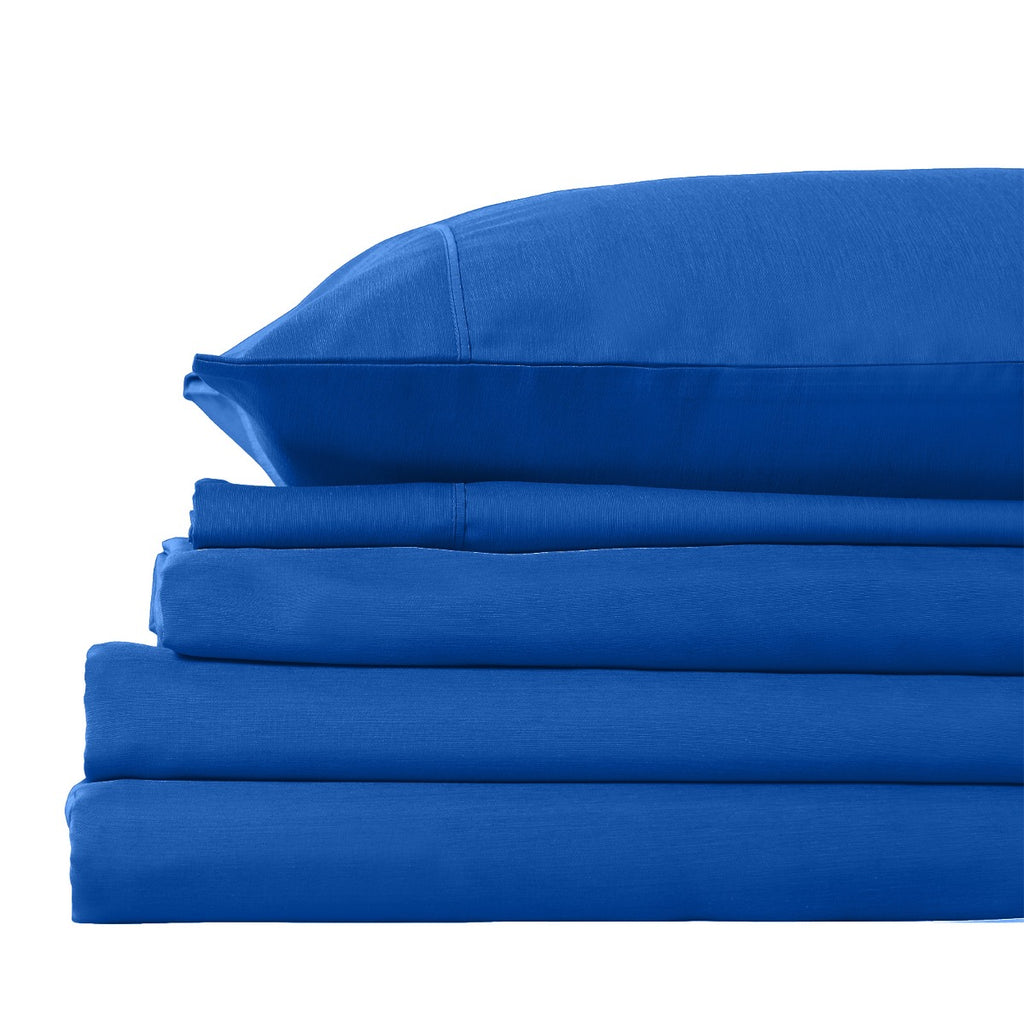 Royal Comfort 2000TC 3 Piece Fitted Sheet and Pillowcase Set Bamboo Cooling Queen Royal Blue - House Things Home & Garden > Bedding