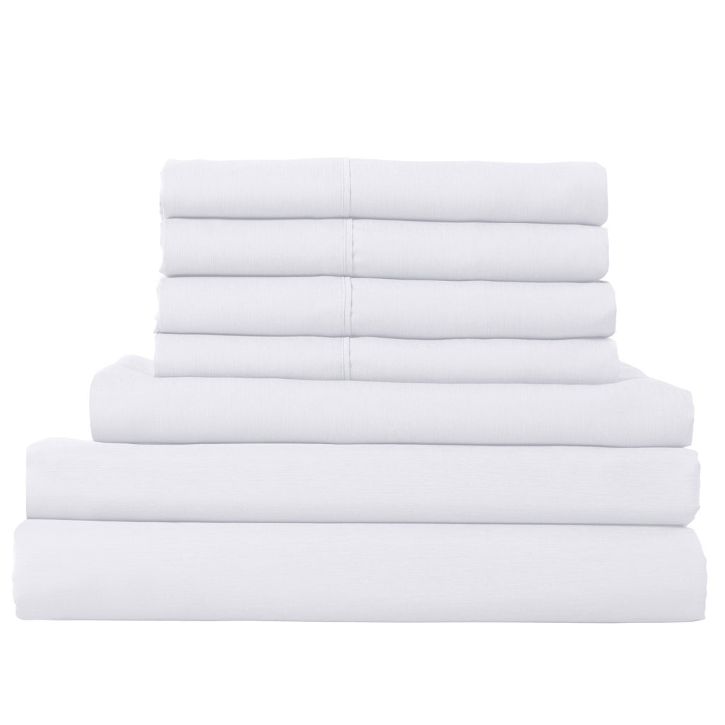 Royal Comfort 2000TC 6 Piece Bamboo Sheet & Quilt Cover Set Cooling Breathable Queen White - House Things Home & Garden > Bedding