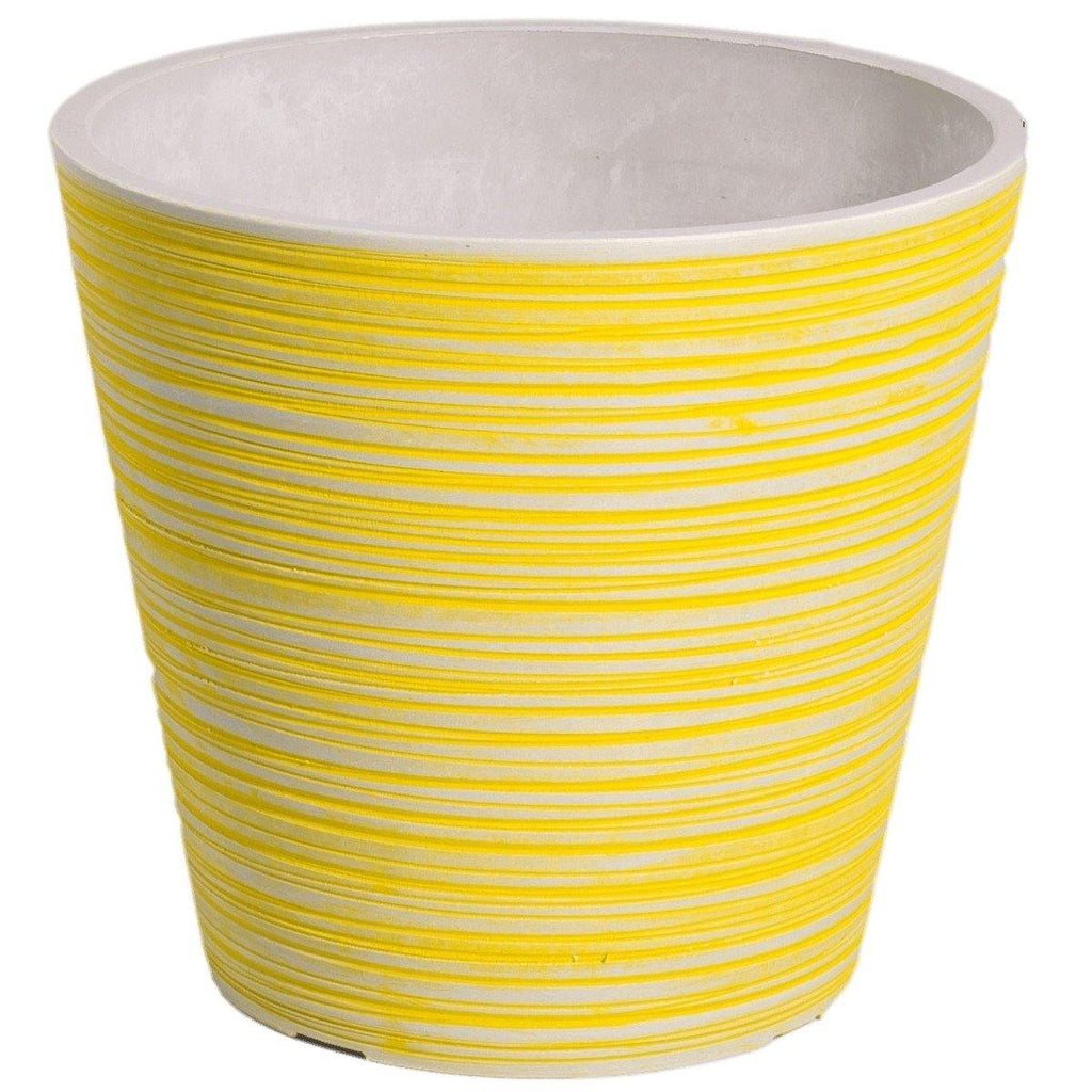 Yellow and White Engraved Pot 17cm - House Things Home & Garden > Artificial Plants