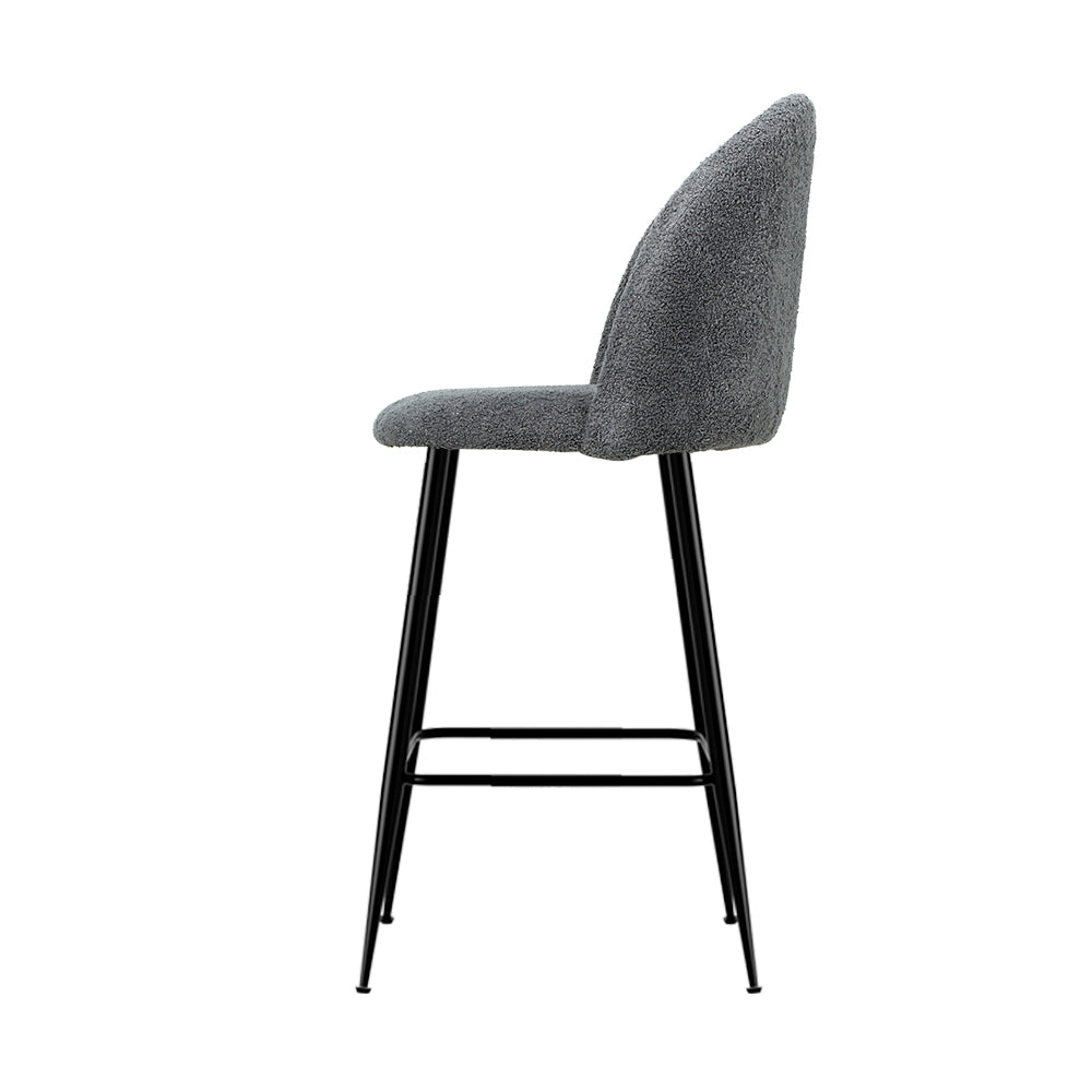 Set of 2 Grandeur Sherpa Fabric Bar Stools Charcoal - House Things Furniture > Bar Stools & Chairs