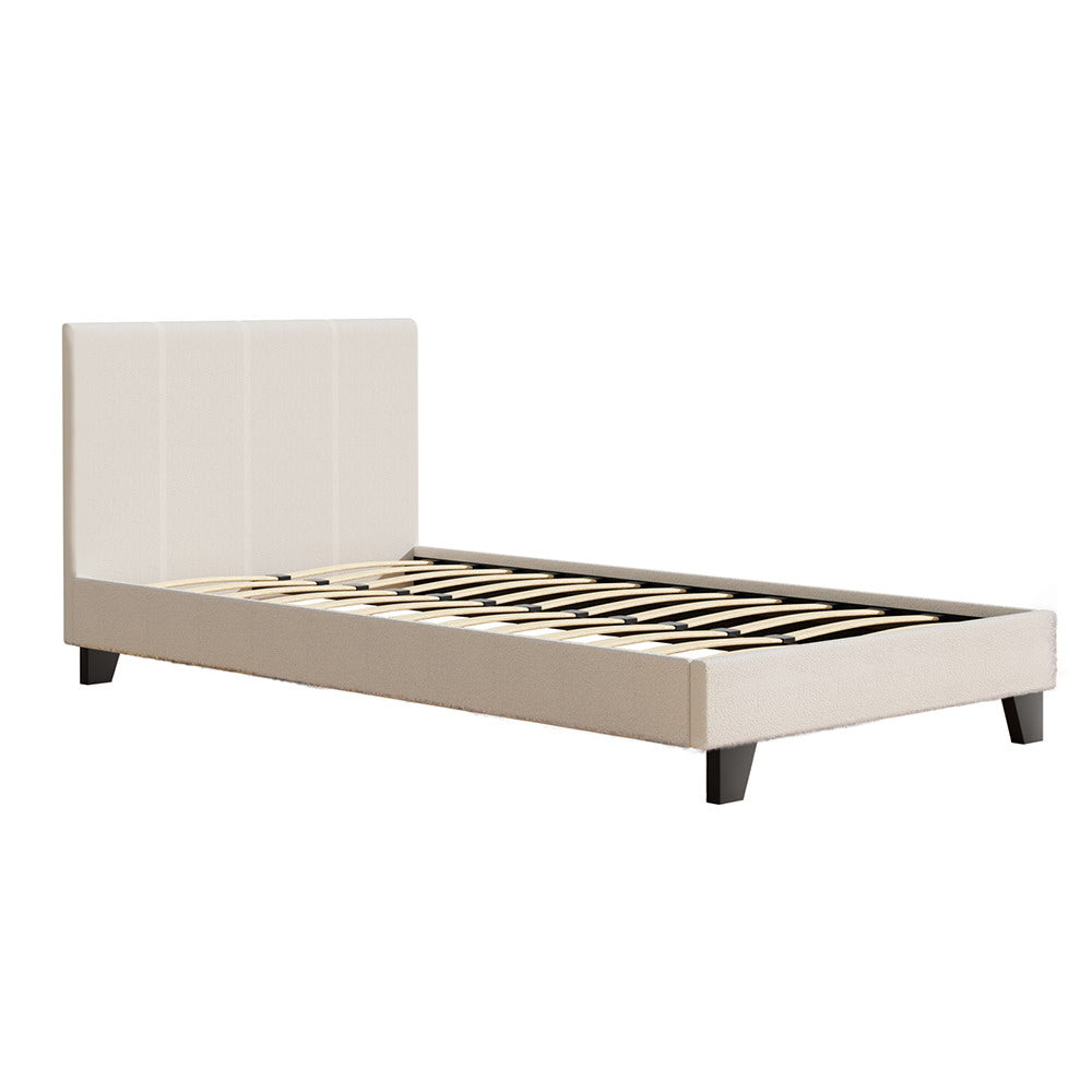 Artiss Bed Frame King Single Size Boucle Fabric Mattress Base Platform Wooden - House Things Furniture > Bedroom