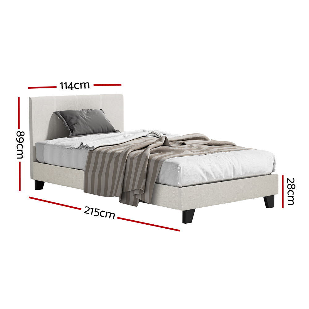 Artiss Bed Frame King Single Size Boucle Fabric Mattress Base Platform Wooden - House Things Furniture > Bedroom