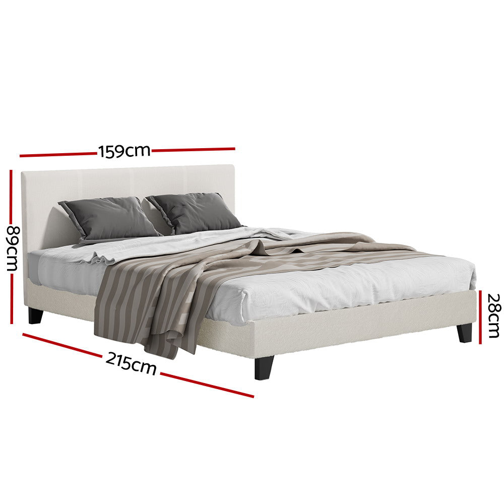 Artiss Bed Frame Queen Size Boucle Fabric Mattress Base Platform Wooden - House Things Furniture > Bedroom