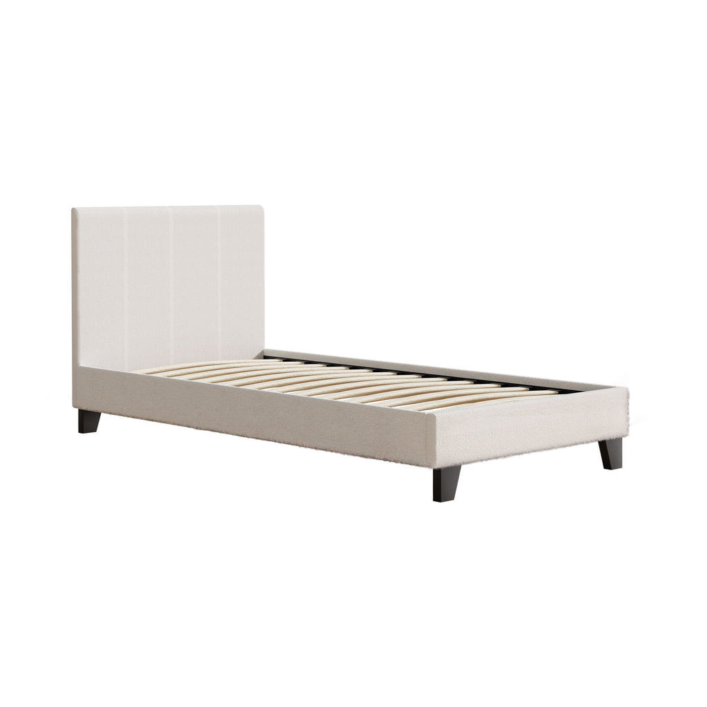 Artiss Bed Frame Single Size Boucle Fabric Mattress Base Platform Wooden - House Things Furniture > Bedroom