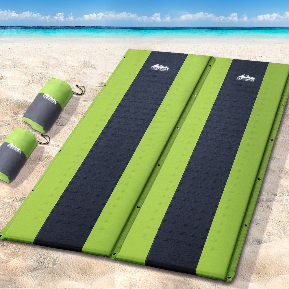 Weisshorn Self Inflating Mattress Camping Sleeping Mat Air Bed Pad Double Green - House Things Outdoor > Camping