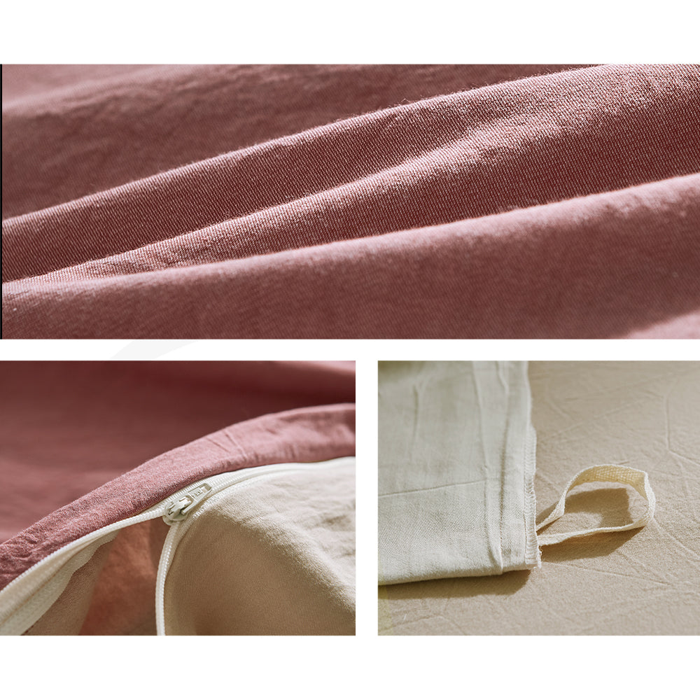 Cosy Club Sheet Set Cotton Sheets Double Vanilla Rhubarb - House Things Home & Garden > Bedding