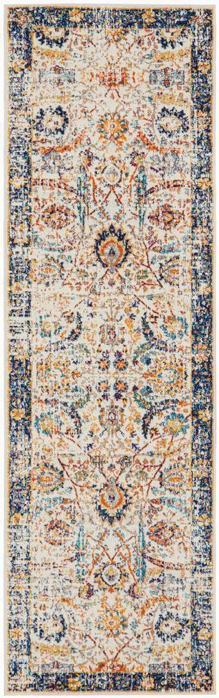 Evoke Peacock Ivory Transitional Runner Rug - House Things Evoke Collection