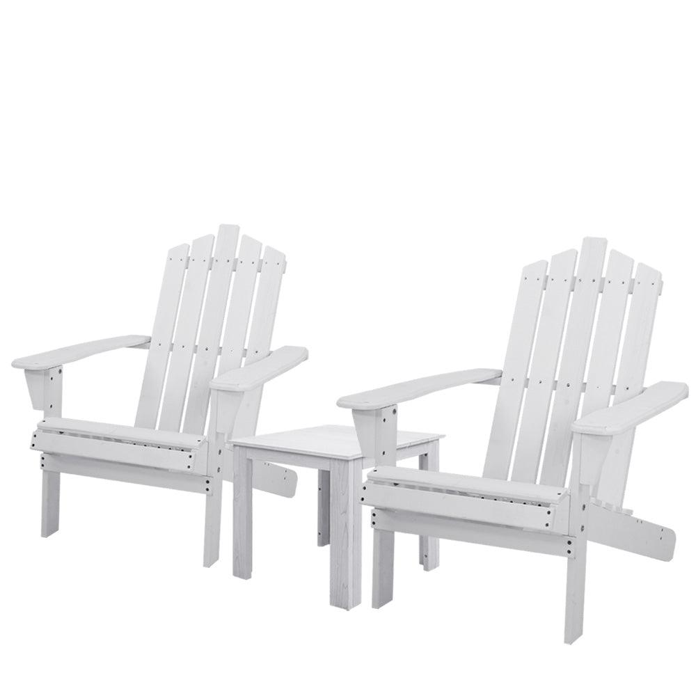 Adirondack Patio Chair Whites Wooden with Table - House Things Furniture > Outdoor