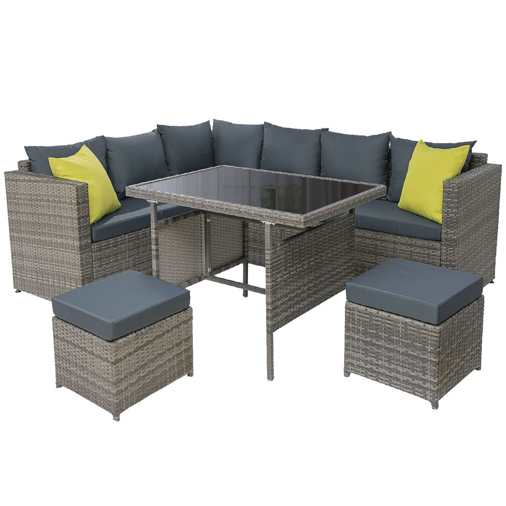 Wicker Sofa Dining Lounge Table and Chairs