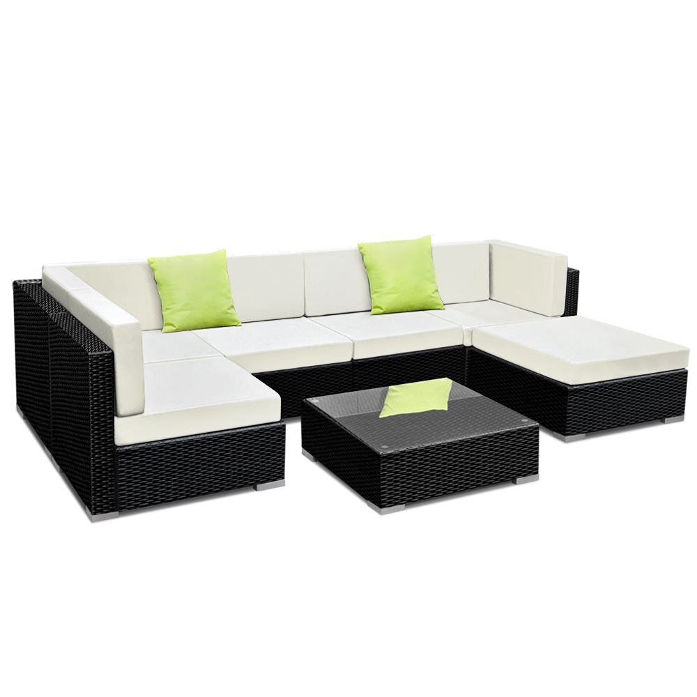 7pc Sunline Outdoor Wicker Lounge Sofa Furniture Set with Storage Cover