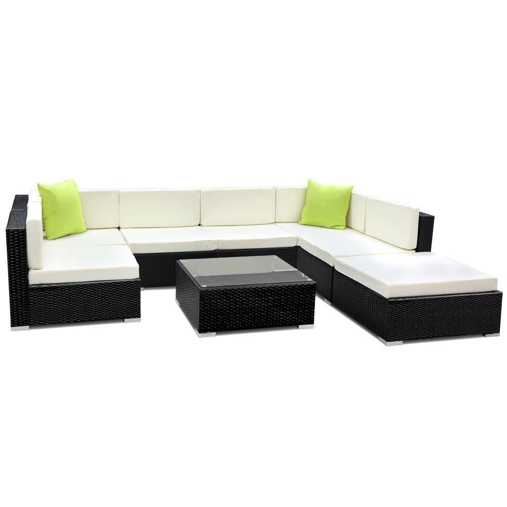 8pc Sunline Outdoor Wicker Lounge Sofa Furniture Set with Storage Cover