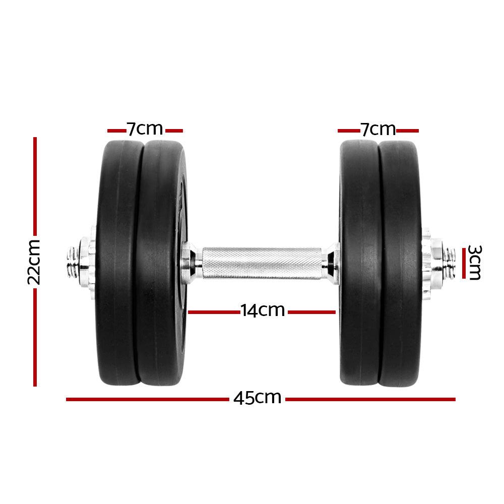 25kg Dumbbells Dumbbell Set Weight Plates Home Gym Fitness Exercise - House Things Sports & Fitness > Fitness Accessories