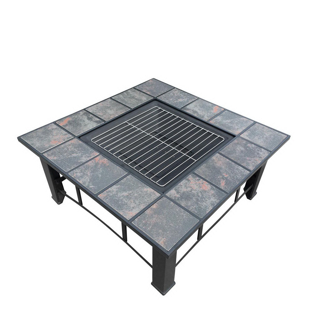 Outdoor Fire Pit BBQ Table Grill Fireplace with Lid