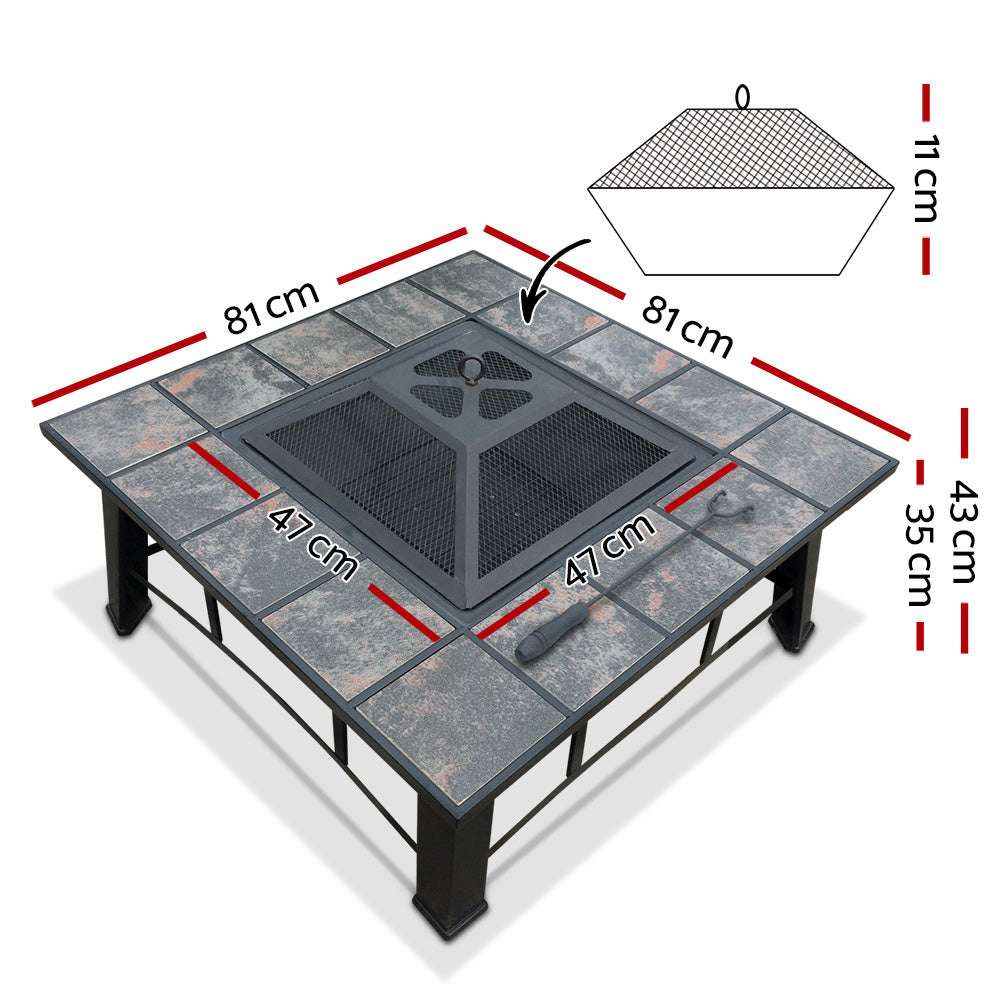 Outdoor Fire Pit BBQ Table Grill Fireplace with Lid