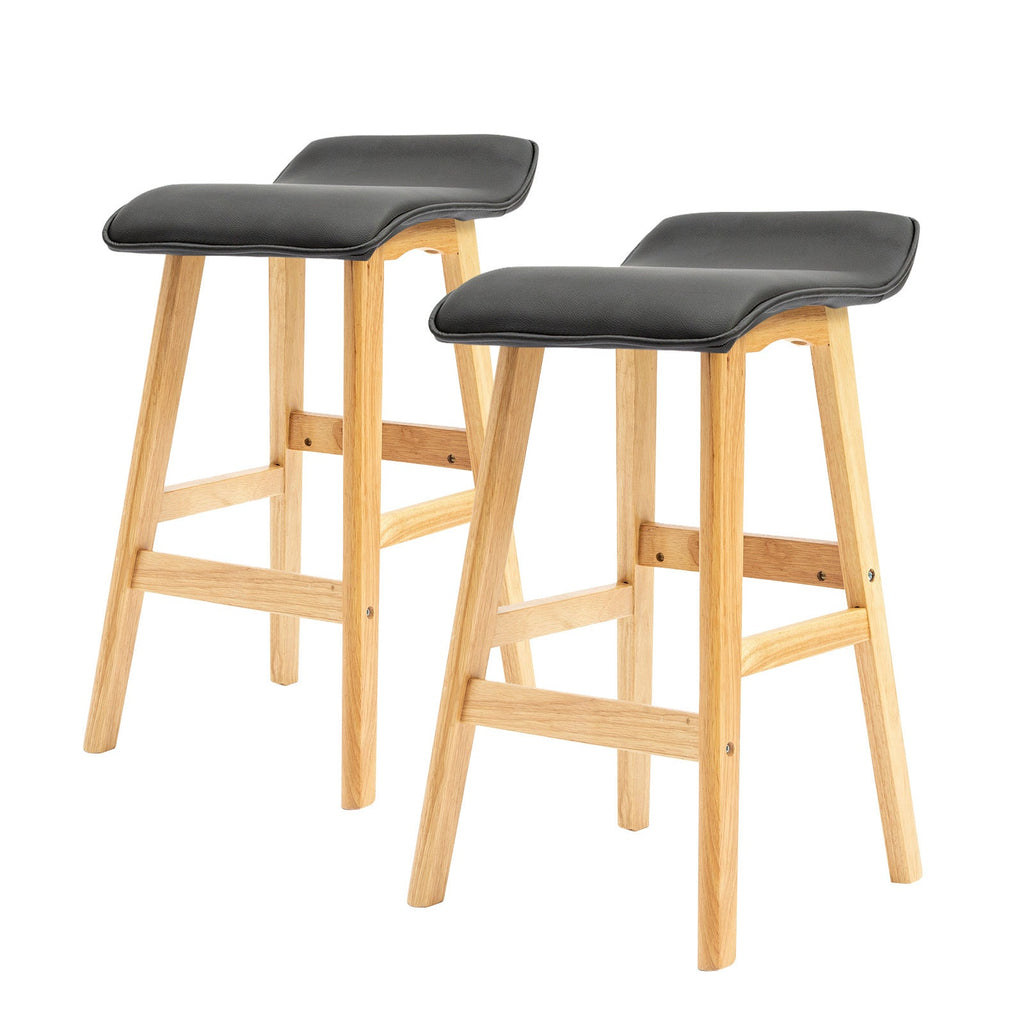 Demi 74cm Black bar stool Faux Leather Padded seat x 2 - House Things