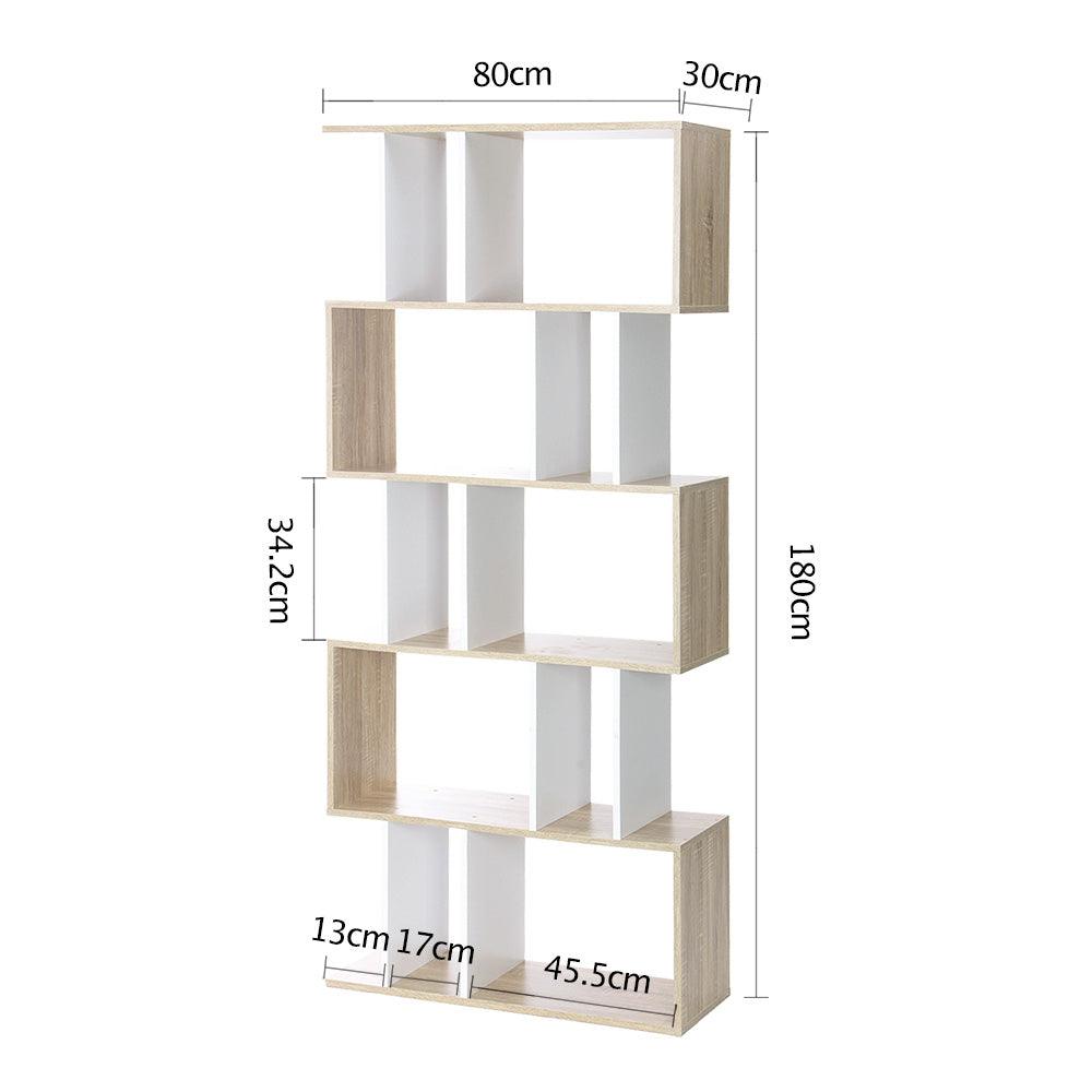 5 Tier Display Book Storage Shelf Unit - White Brown - House Things Furniture > Living Room