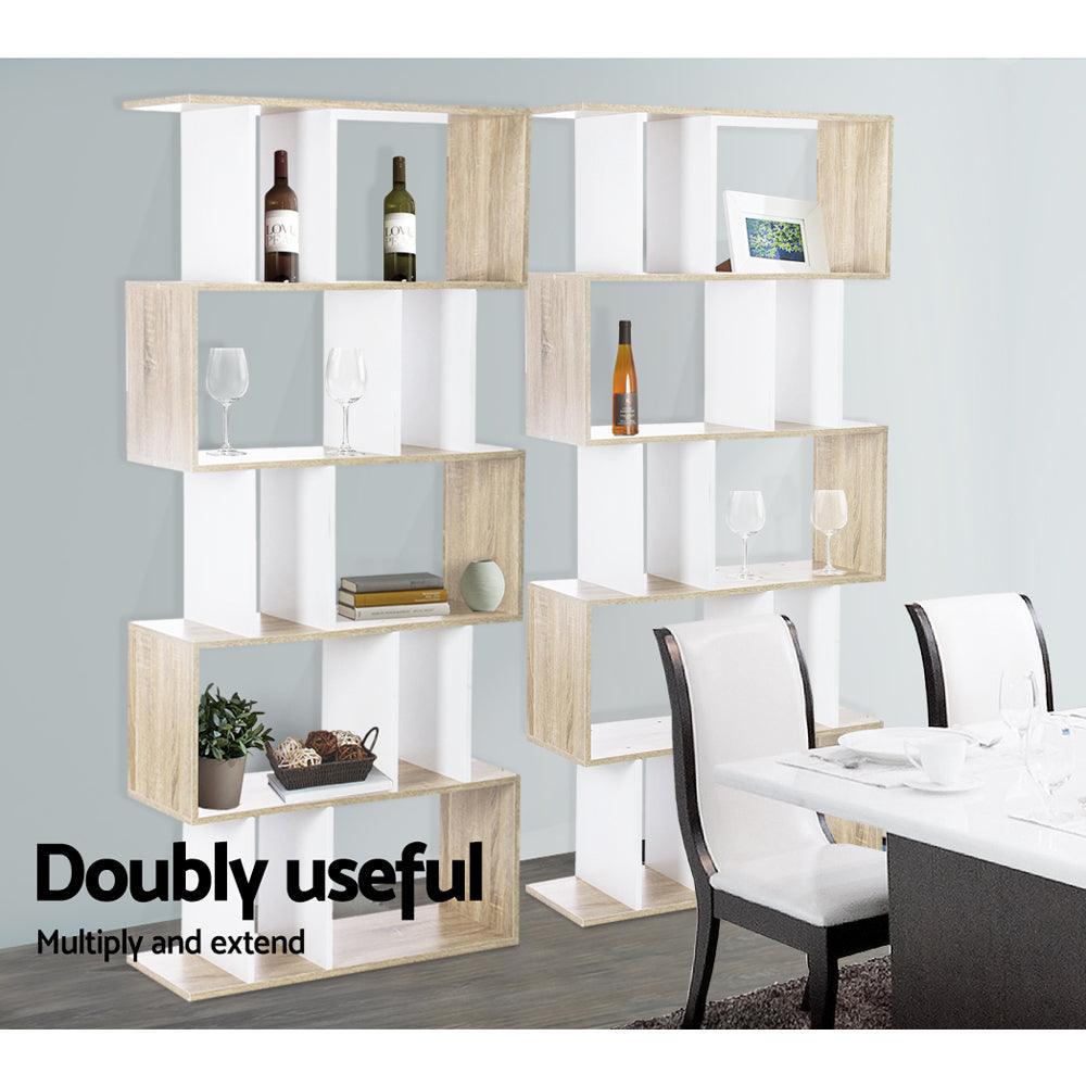 5 Tier Display Book Storage Shelf Unit - White Brown - House Things Furniture > Living Room