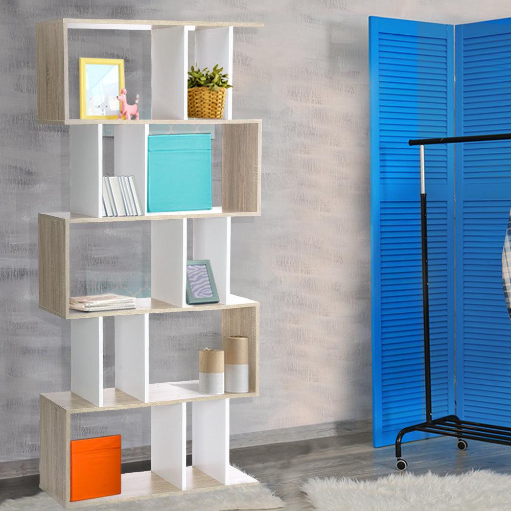 5 Tier Display Book Storage Shelf Unit - White Brown - House Things Furniture > Living Room