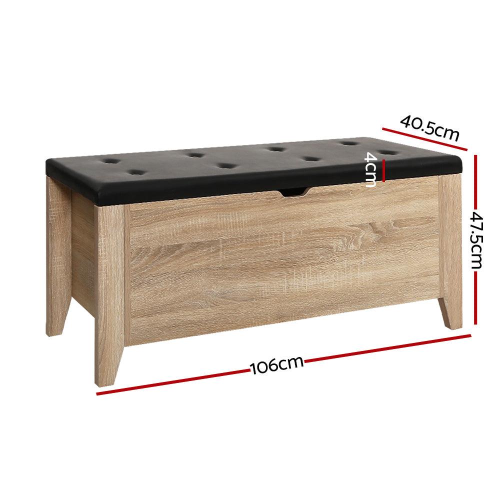 Artiss Storage Ottoman Blanket Box Leather Bench Foot Stool Chest Toy Oak Couch - House Things Furniture > Living Room
