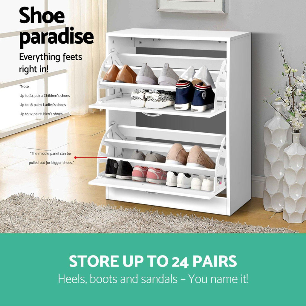 2 Door Shoe Cabinet - White - House Things Home & Garden > Storage