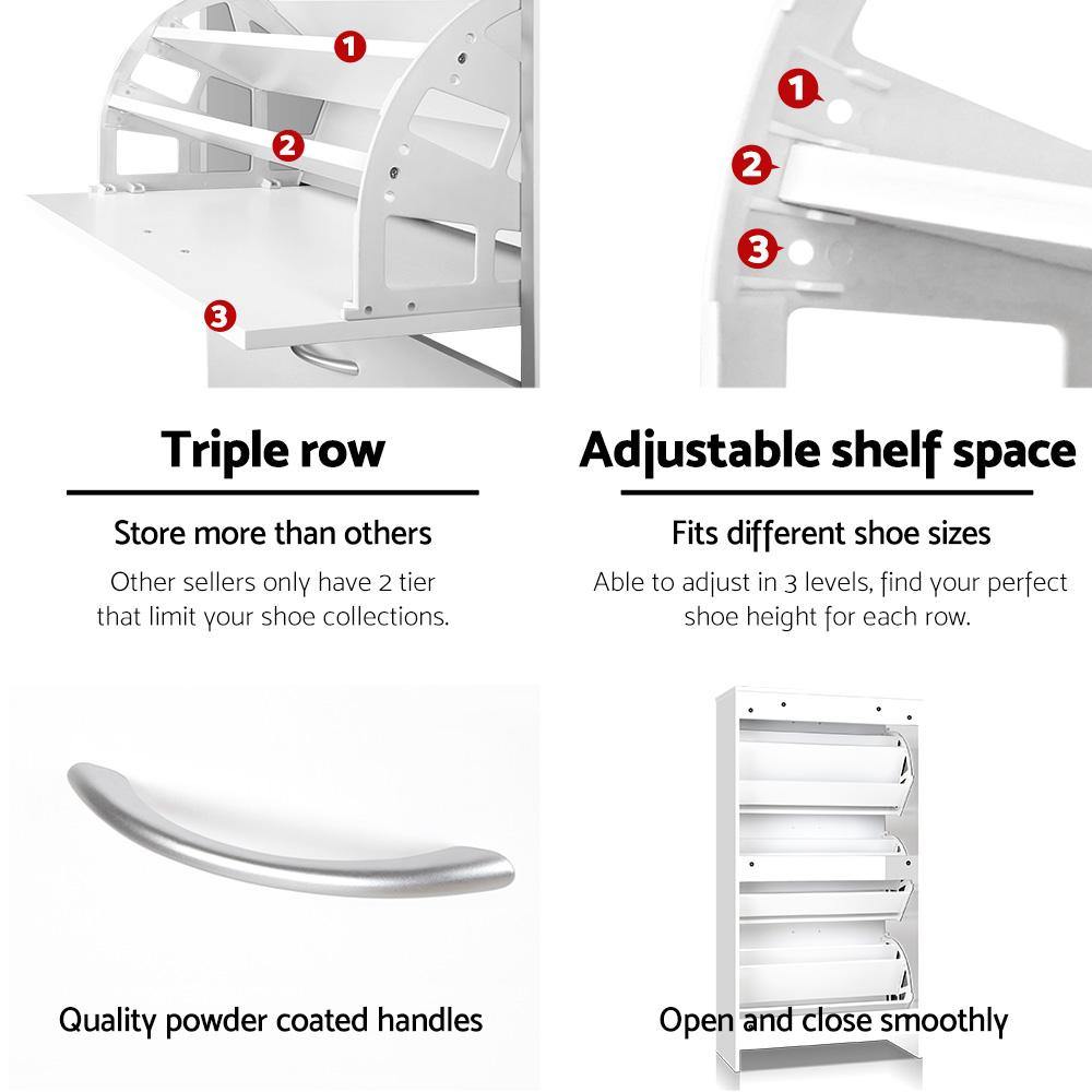 3 Tier Shoe Cabinet - White - House Things Home & Garden > Storage