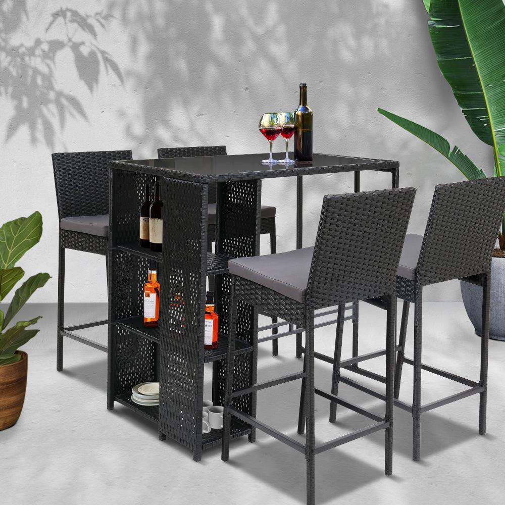 Bar Set Table & Stools Wicker 5PCS - House Things 