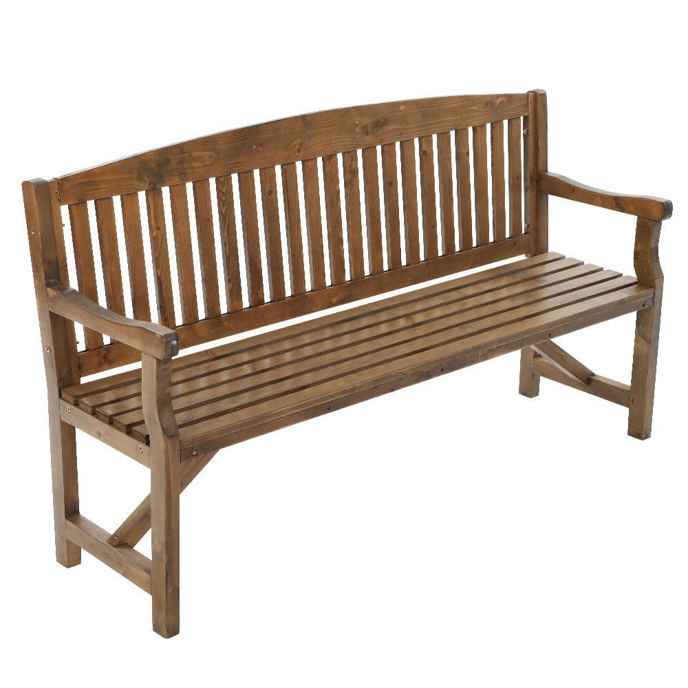 3 Seater Woden Garden Bench Natural - House Things 