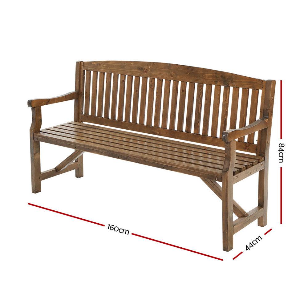 3 Seater Woden Garden Bench Natural - House Things 