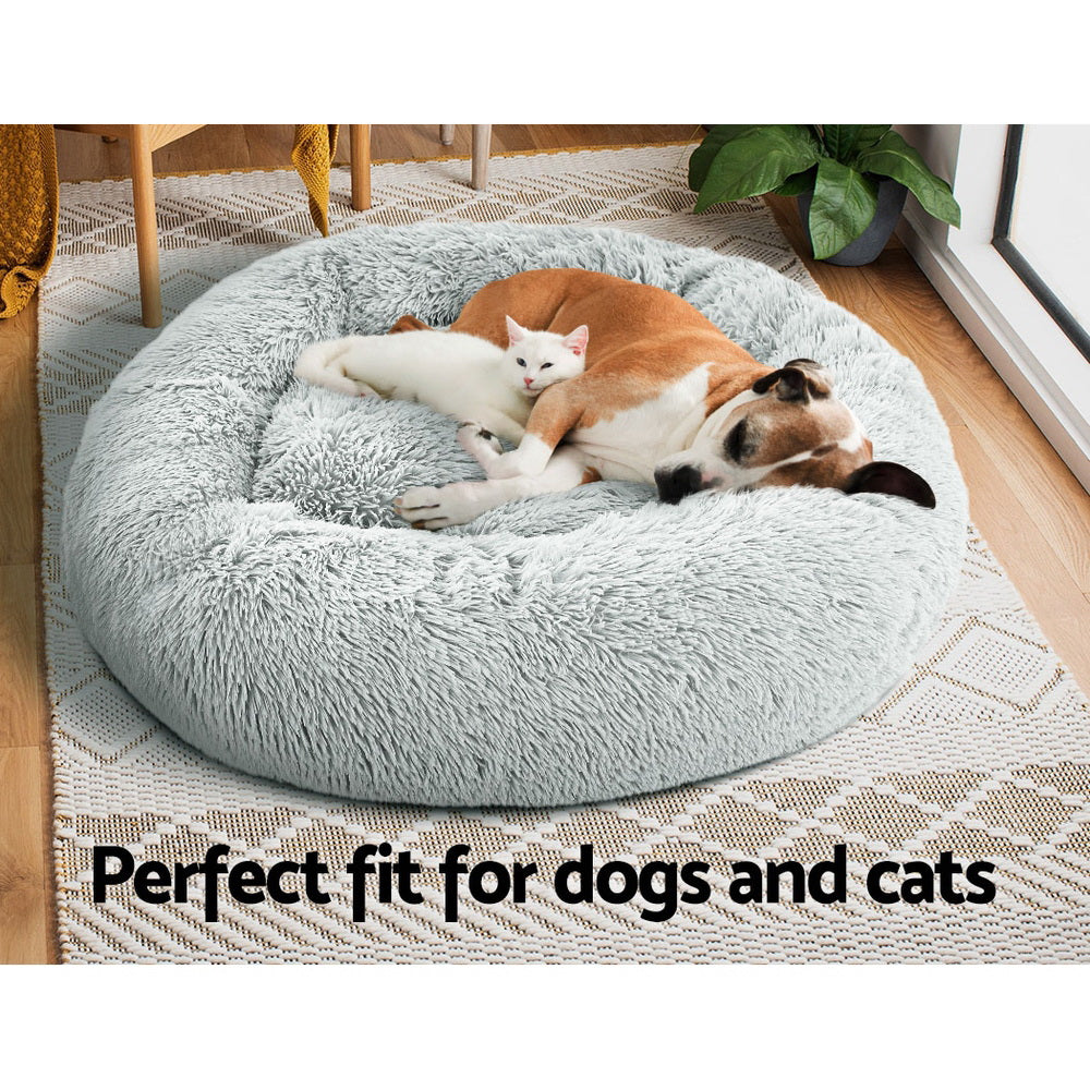 Pet Bed Dog Cat Calming Bed Large 90cm Light Grey Sleeping Comfy Cave Washable - House Things Pet Care > Dog Supplies