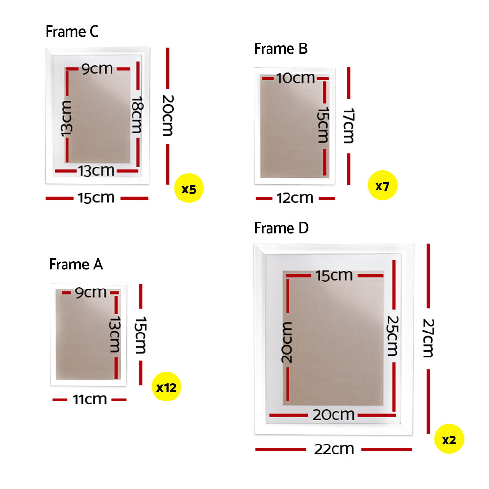 Artiss Photo Frames 26PCS 8x10in 5x7in 4x6in 3.5x5in Hanging Wall Frame White - House Things Home & Garden > DIY