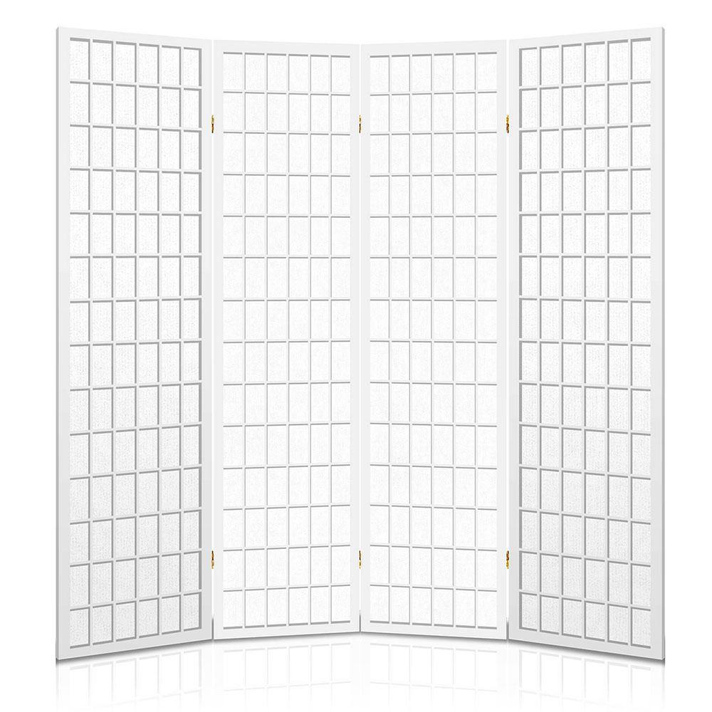 4 Panel Wooden Room Divider - White - House Things Furniture > Living Room